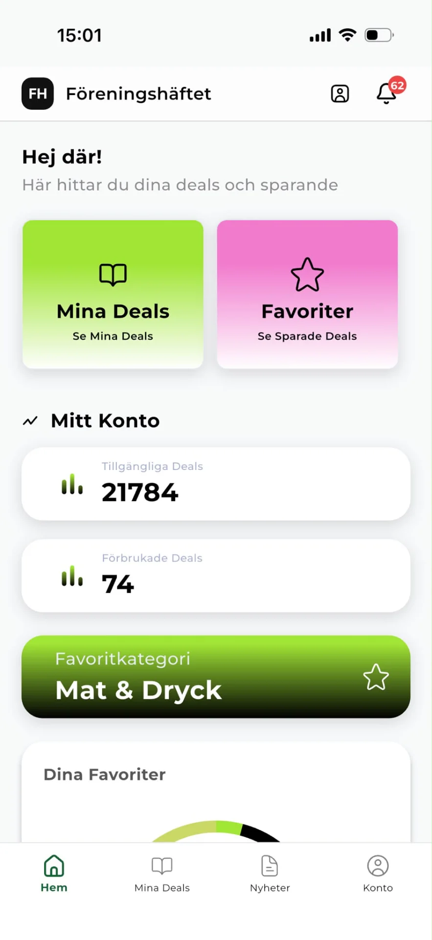 Köparens startsida i appen