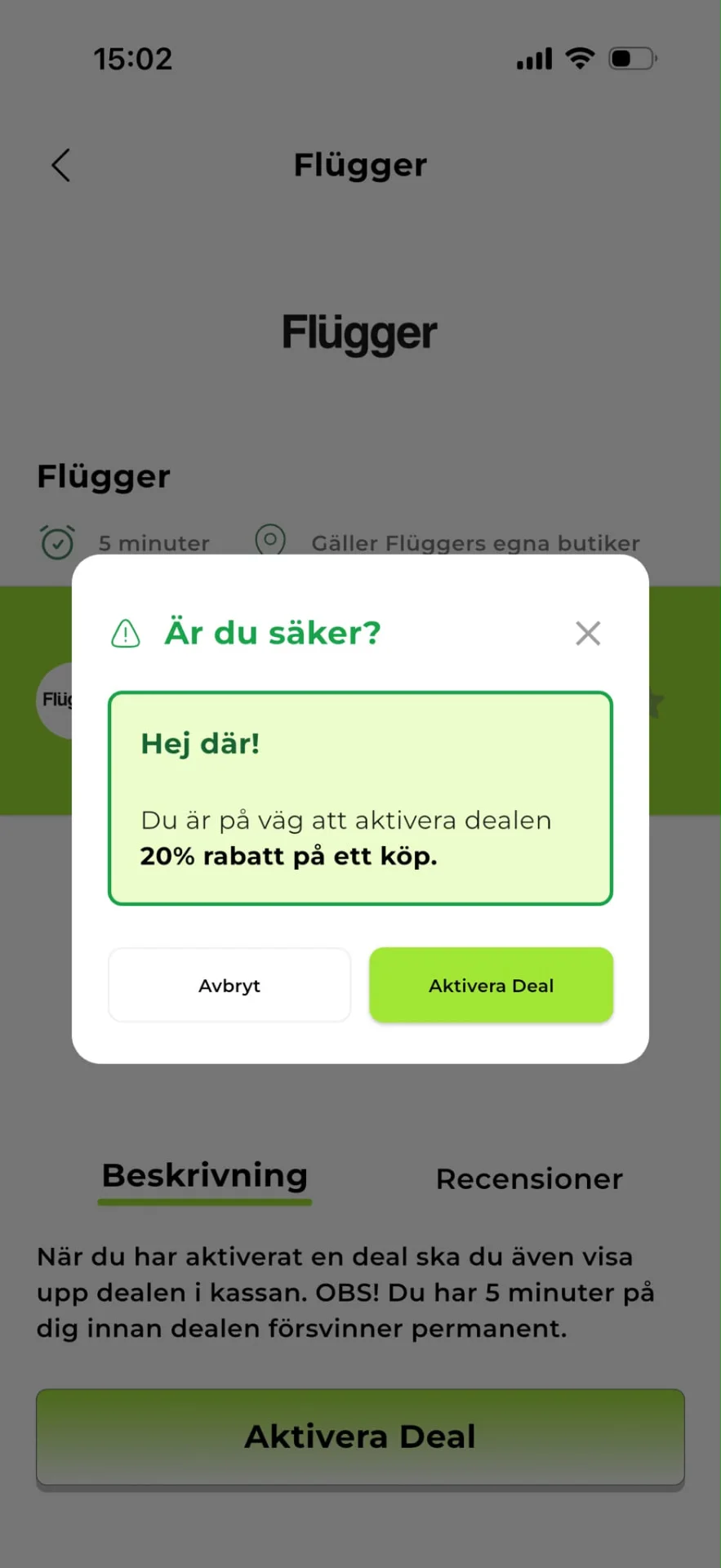 Bekräfta aktivering av erbjudandet
