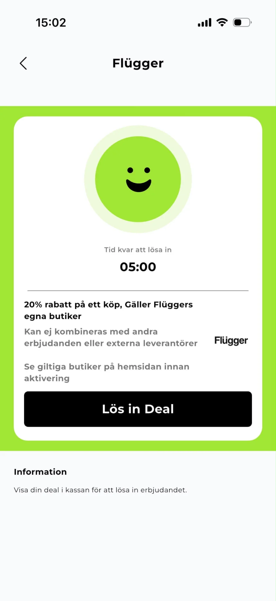 Aktivt erbjudande med femminuterstimer