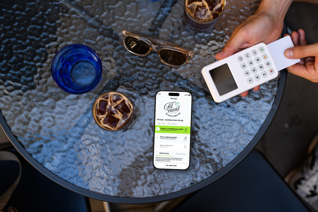 Fit Meal app används vid betalning i café – digital rabatt via Föreningshäftet.